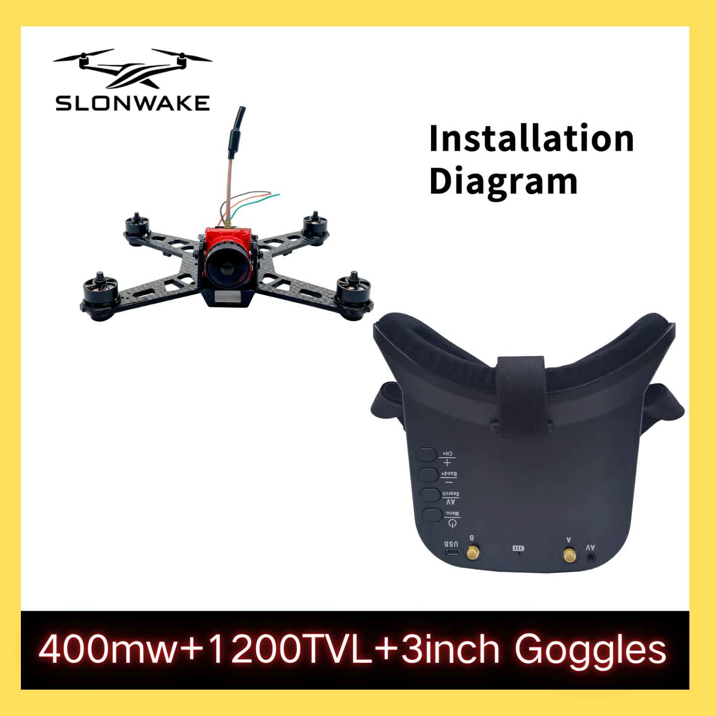 SLONWAKE 5.8G 48CH FPV 400mw V – Drone Frame recenzja i cena