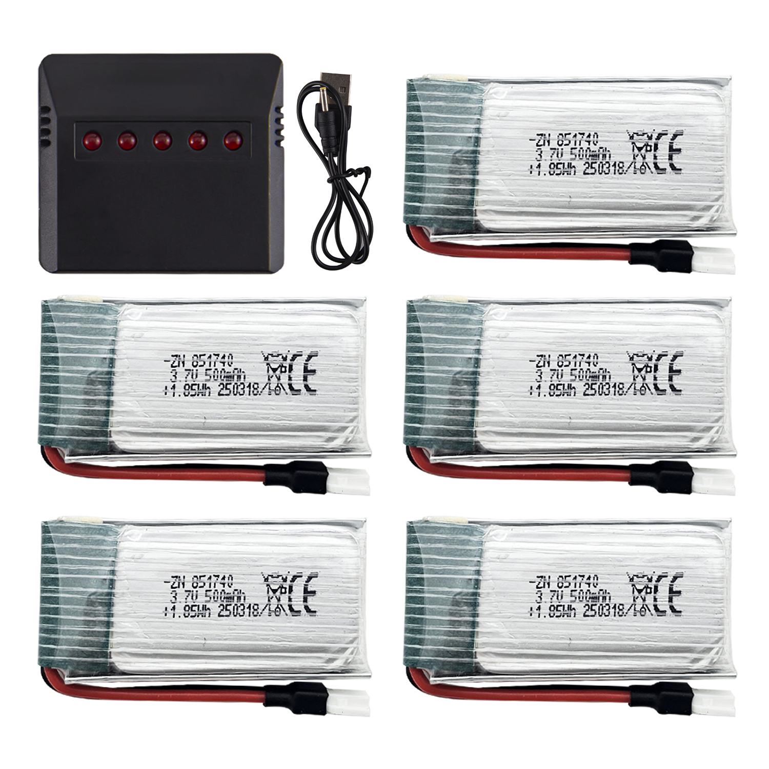 5Pcs 3.7V 500mAh LiPo Batterie – Drone Charger recenzja i cena