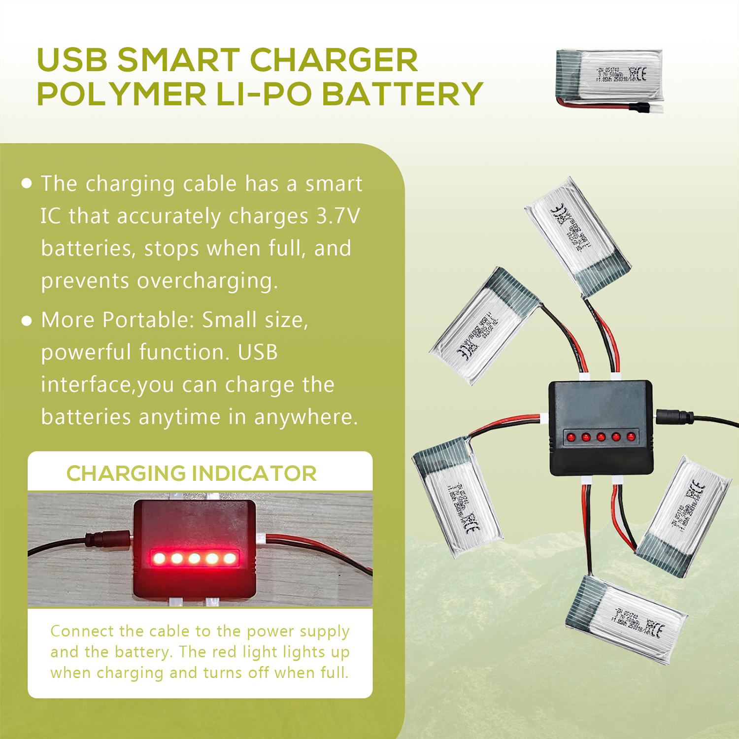 5Pcs 3.7V 500mAh LiPo Batterie – Drone Charger recenzja i cena